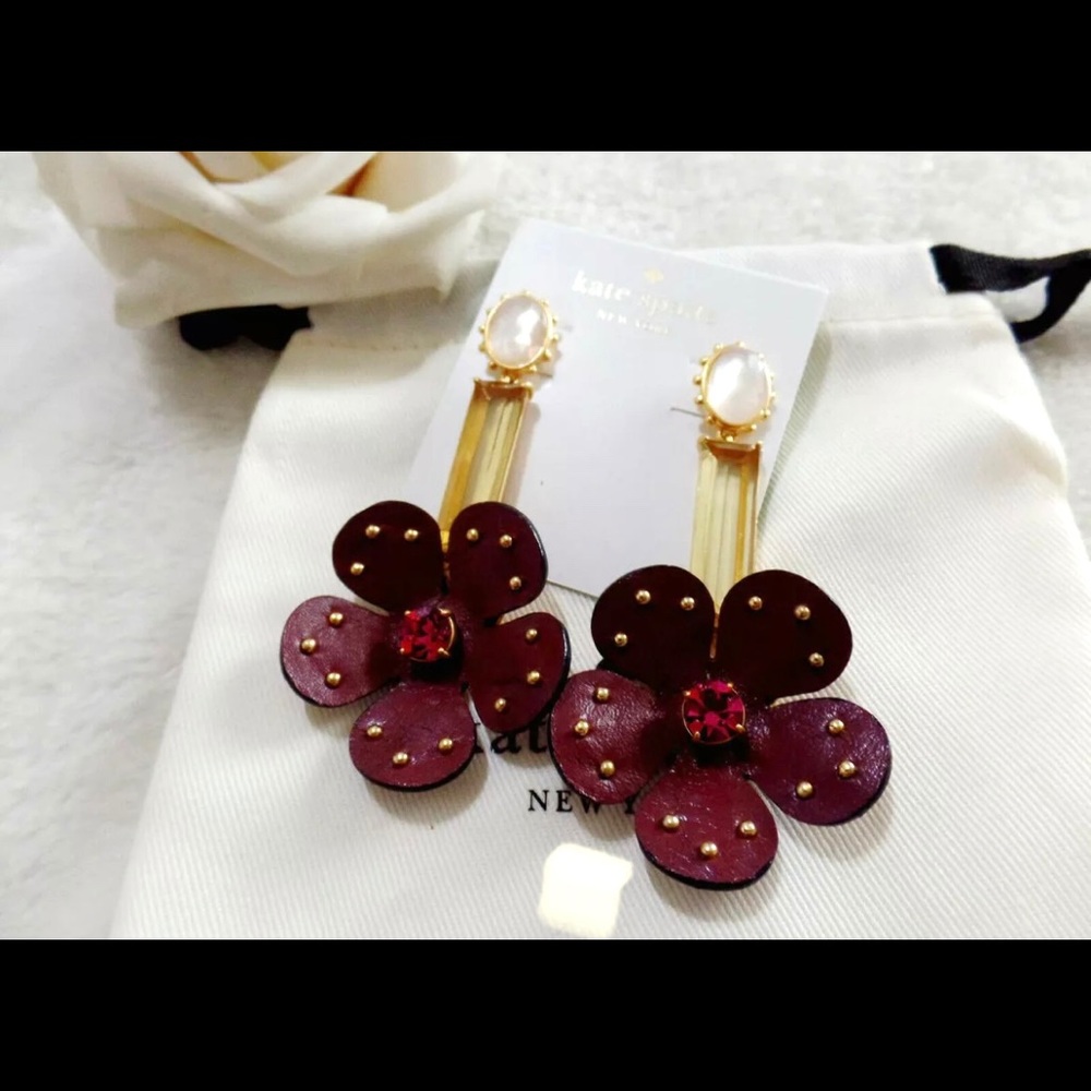 Kate Spade Leather Linear Statement Earrings - image 2